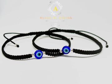 925 Silver Black Thread Evil Eye Nazarband Anklet