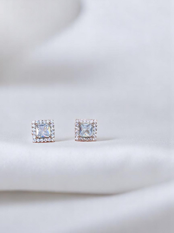 925 Silver Zircon Square Studs