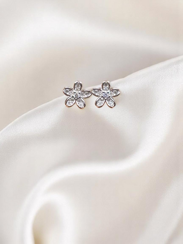 925 Silver Floral Stone Earrings