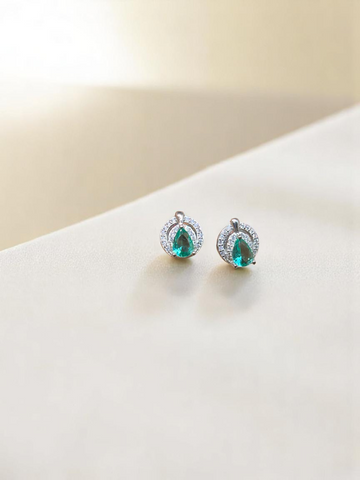 925 Silver Green Stone Earrings