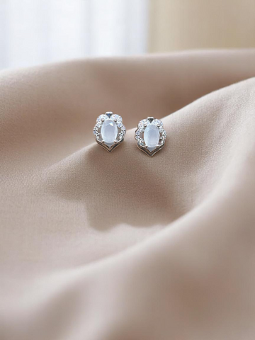 925 Silver Cream Stone Earrings