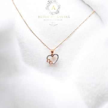 Silver 92.5 Rose Gold Plated Heart Necklace
