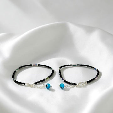 925 silver black thread evil eye Nazarband anklet, featuring the protective evil eye symbol in a stylish, meaningful design.