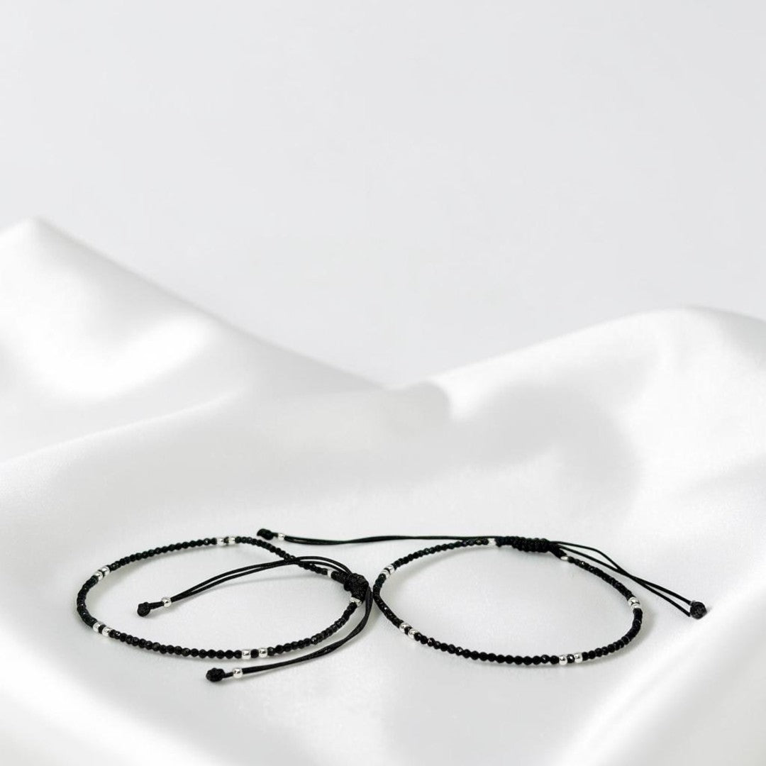 925 silver black thread Nazarband anklet, designed with a chic black thread for an edgy and modern look.