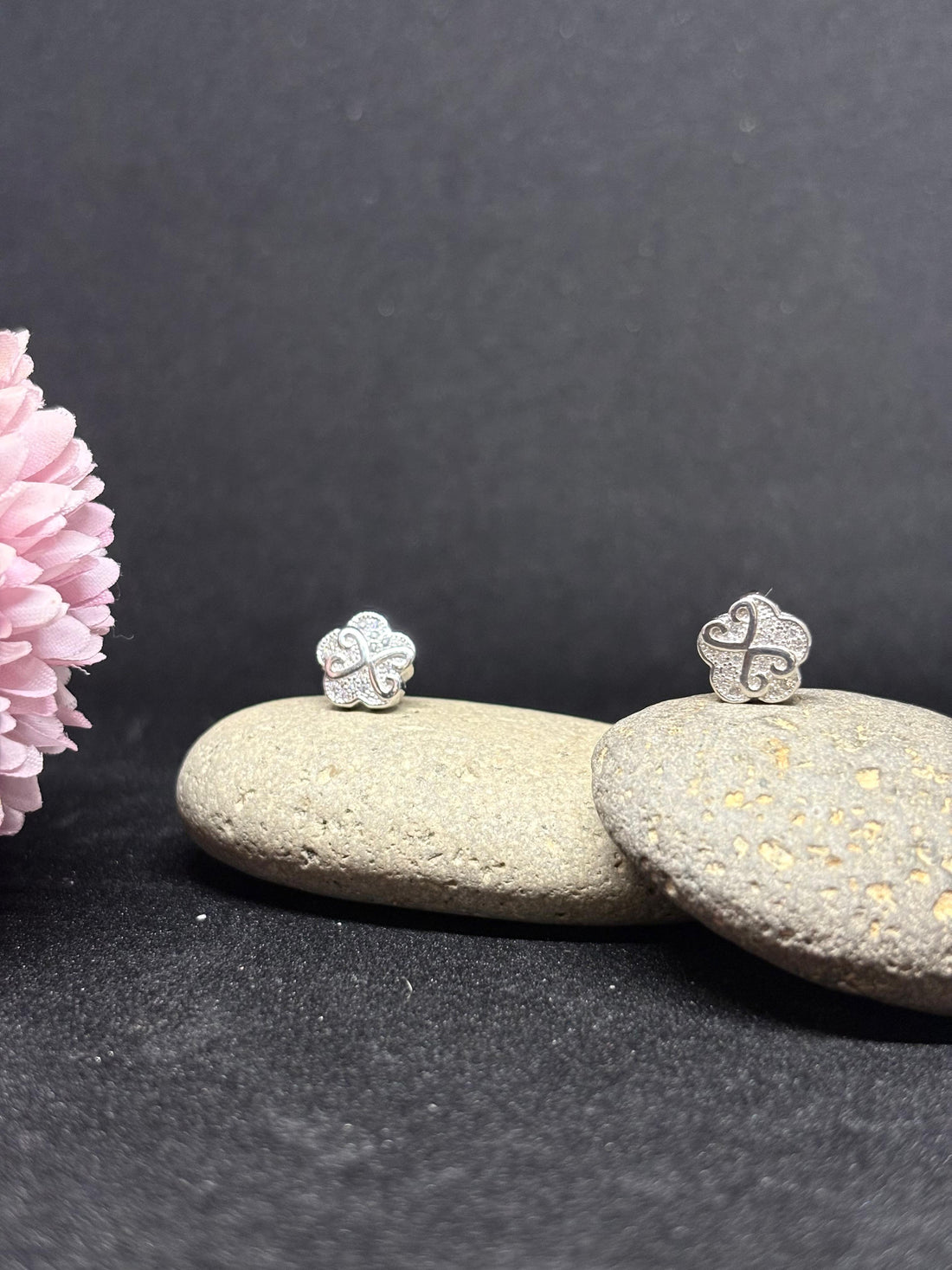 925 Silver Floral Stone Earrings