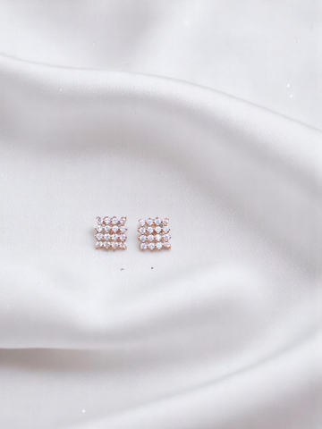 925 Silver Rose Gold Plated Zircon Studs