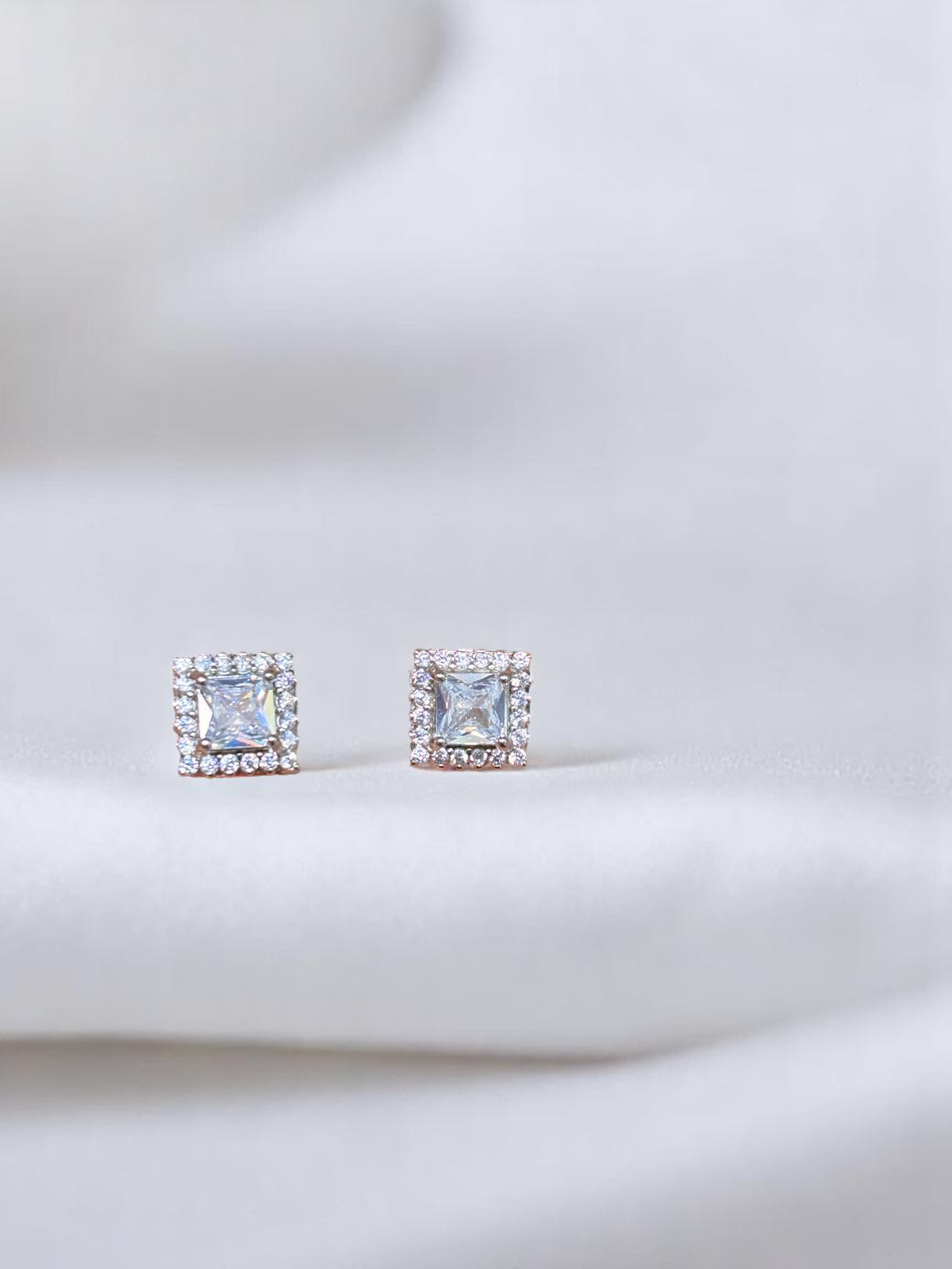 925 Silver Zircon Square Studs