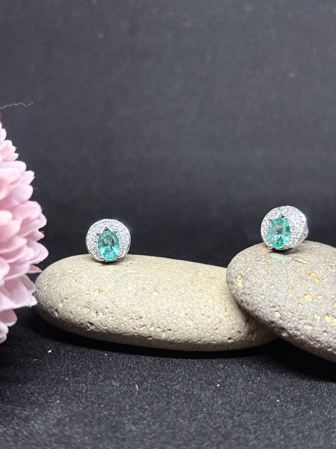 925 Silver Green Stone Earrings