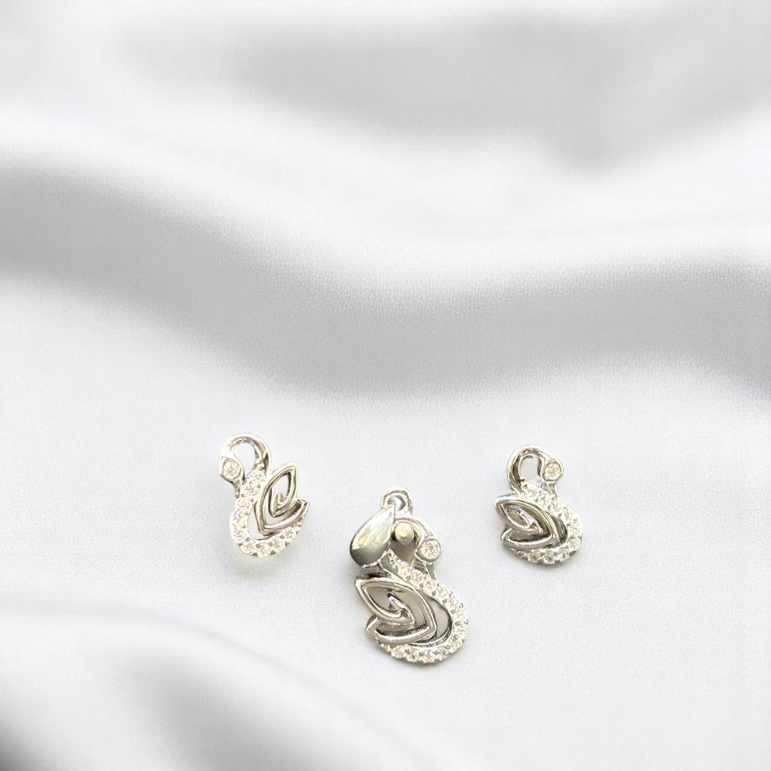 925 Silver Swan Earring & Pendant Set