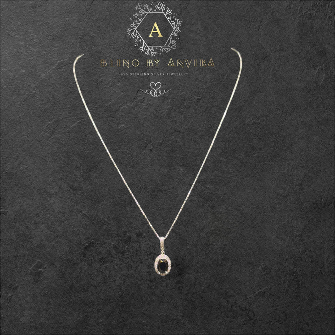 925 Silver Black Stone Necklace