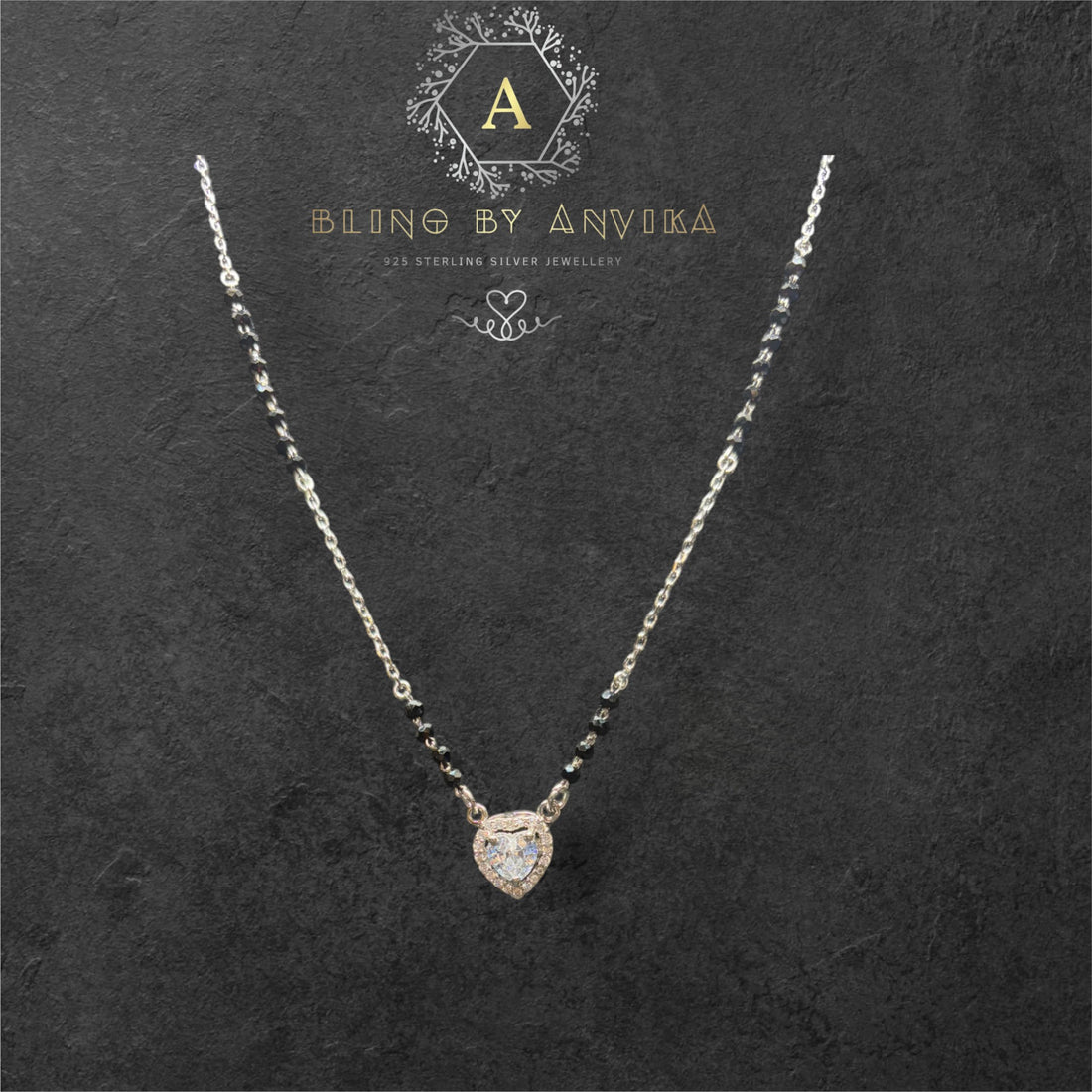 925 Silver Heart Mangalsutra Necklace