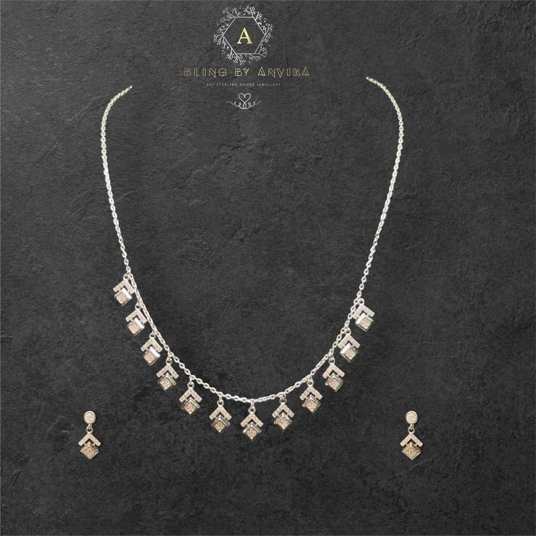 925 Silver Necklace & Earrings Set