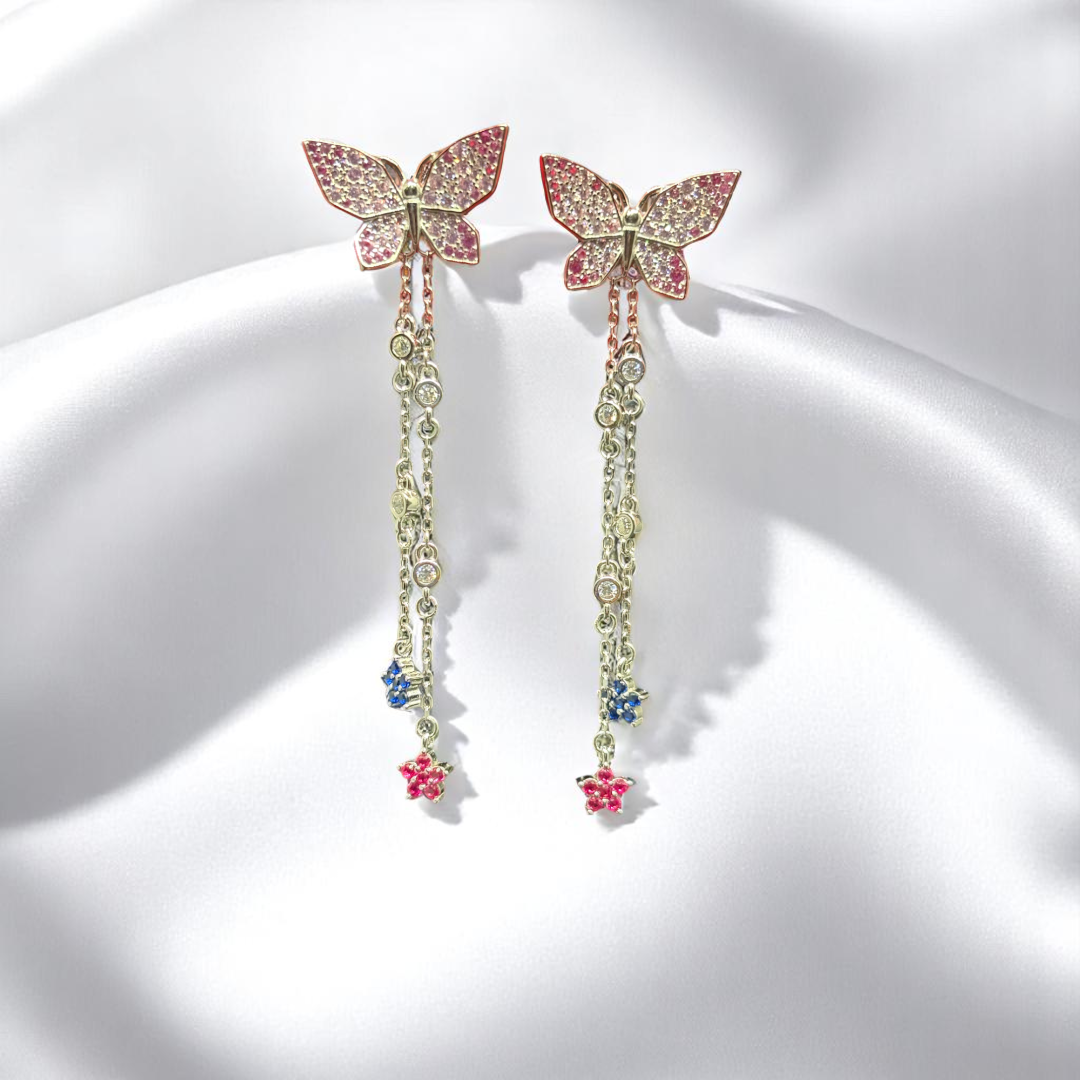 925 Silver Butterfly Stone Earrings