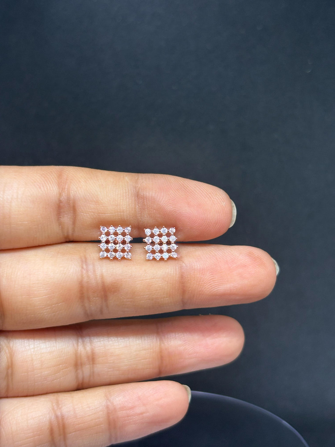 925 Silver Rose Gold Plated Zircon Studs