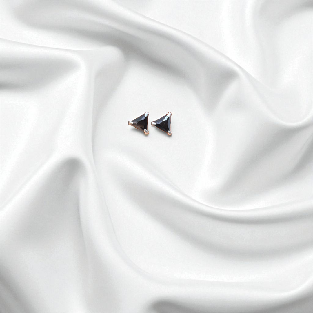 925 Silver Black Stone Triangle Studs