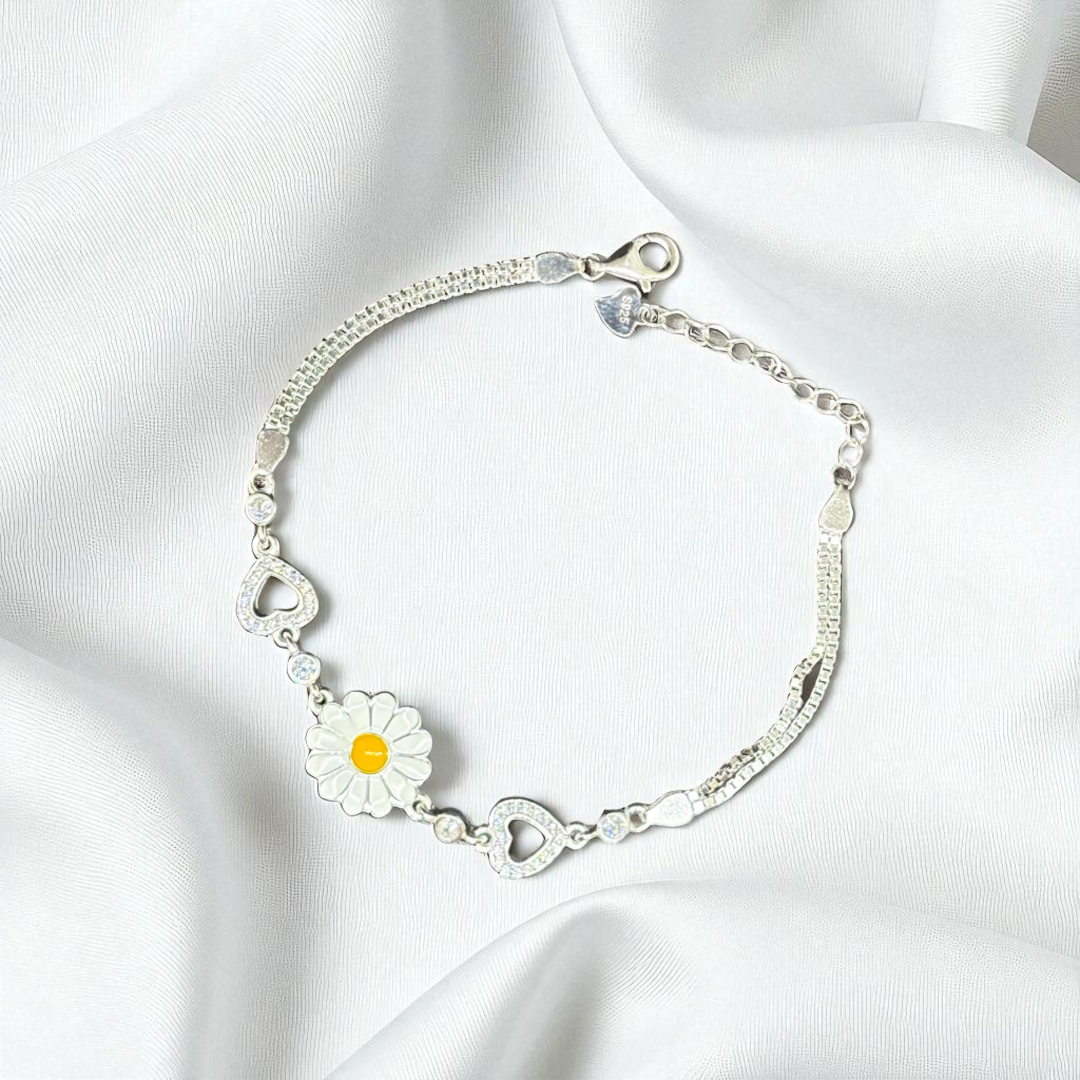 925 Silver Flower Enamel Bracelet