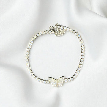 925 Silver Butterfly Stone Bracelet