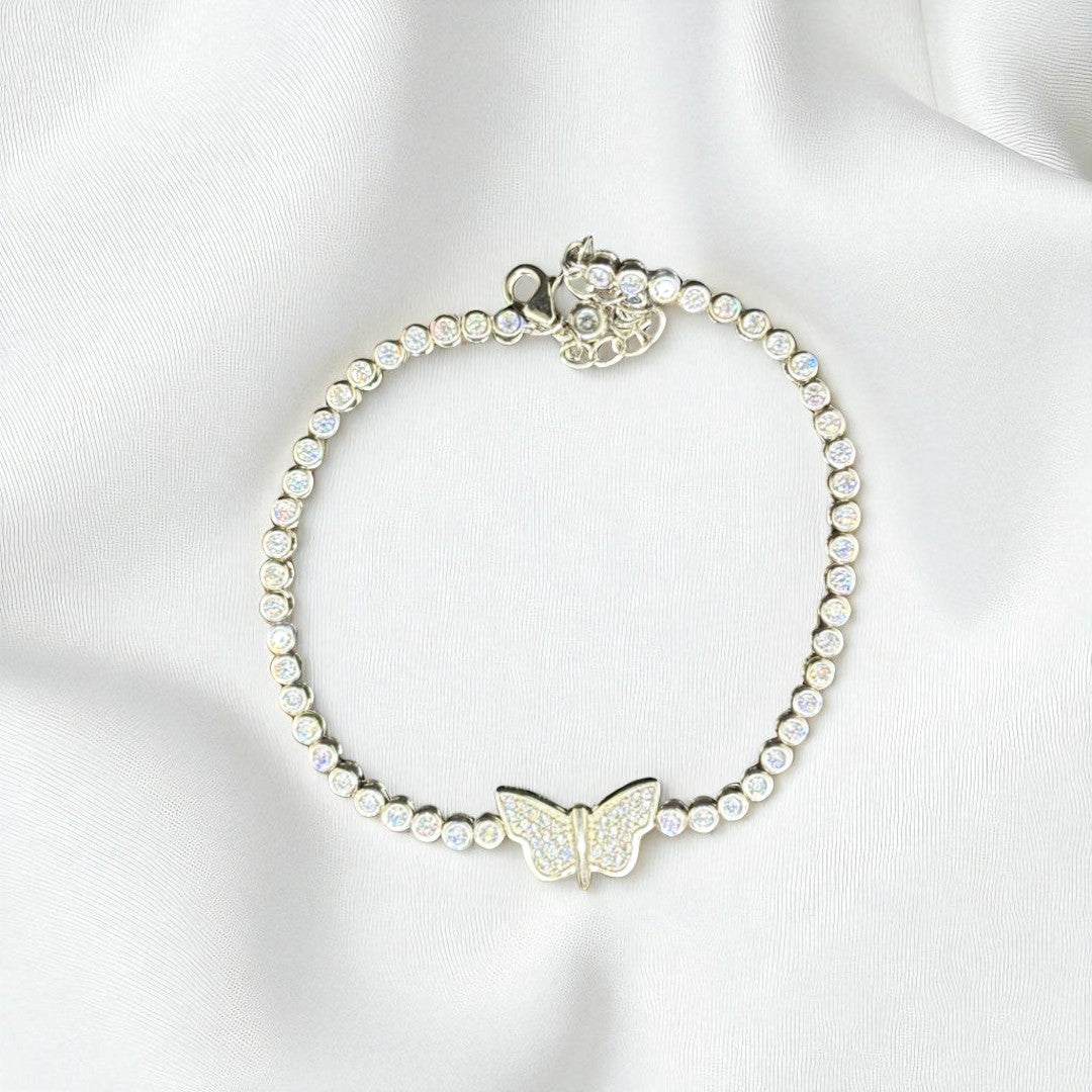 925 Silver Butterfly Stone Bracelet