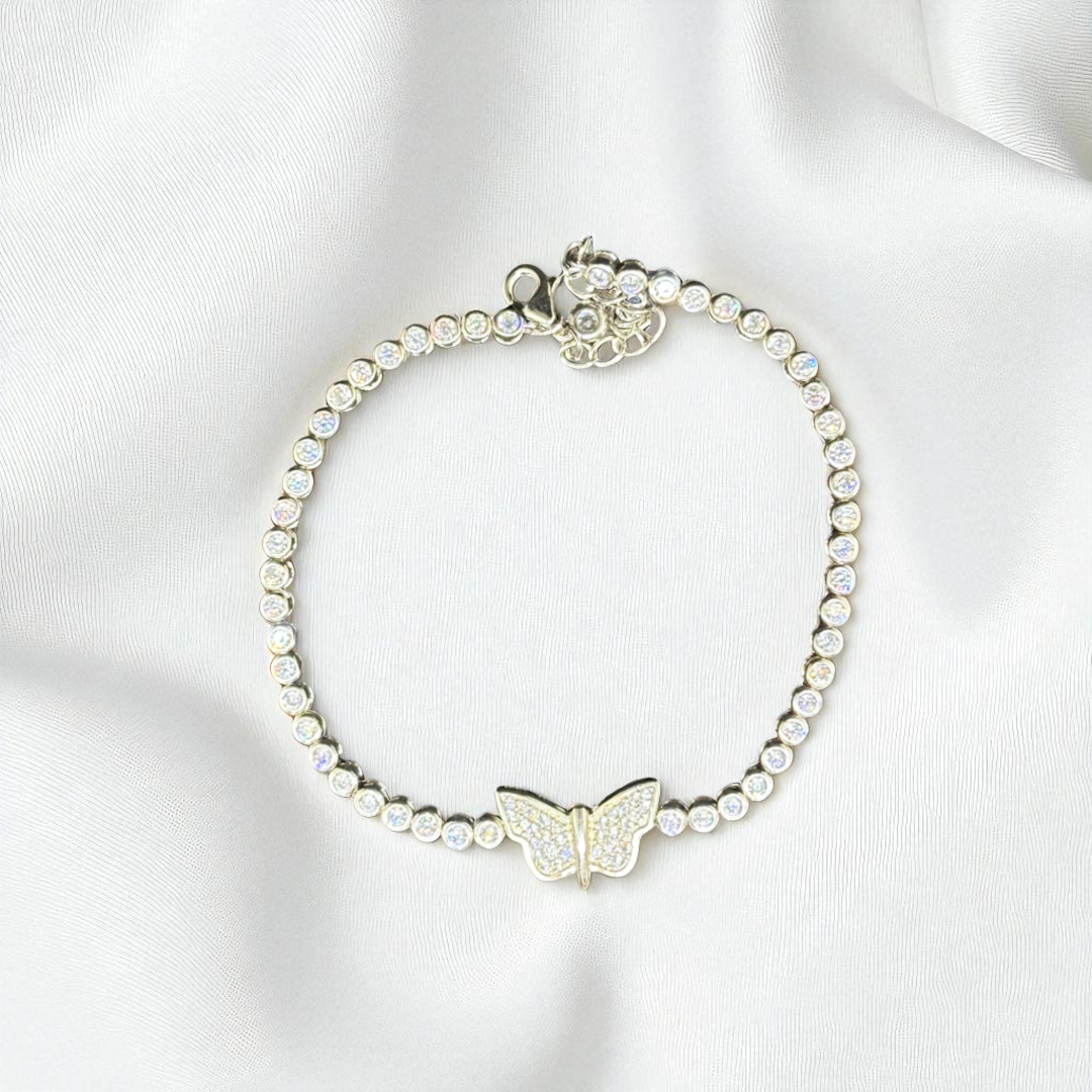 925 Silver Butterfly Stone Bracelet