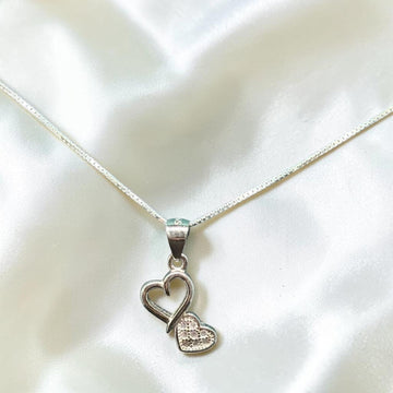 925 Silver 2 Hearts Pendant