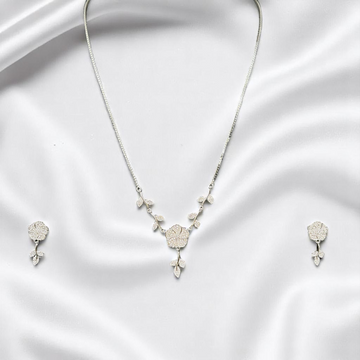 925 silver floral necklace and earrings set, featuring beautiful floral designs that bring a fresh and nature-inspired vibe.