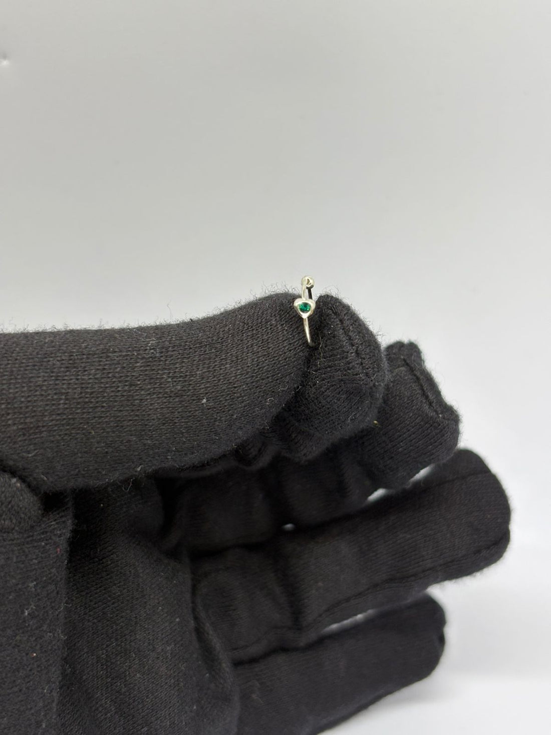 925 Silver Green Stone Nose Ring