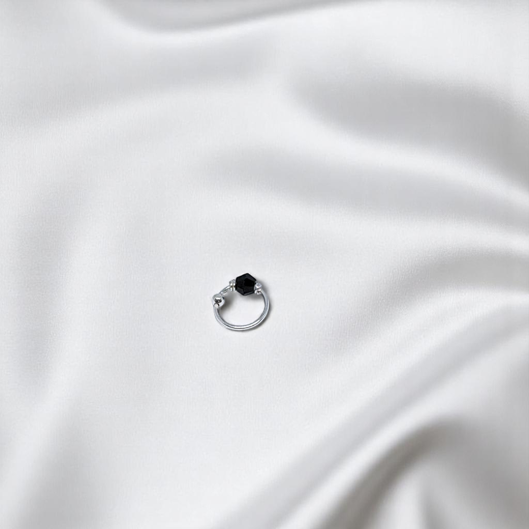 925 Silver Black Bead Nose Ring