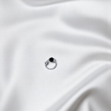 925 Silver Black Bead Nose Ring