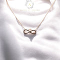 Stunning 925 silver rose gold-plated infinity necklace symbolizing eternity.