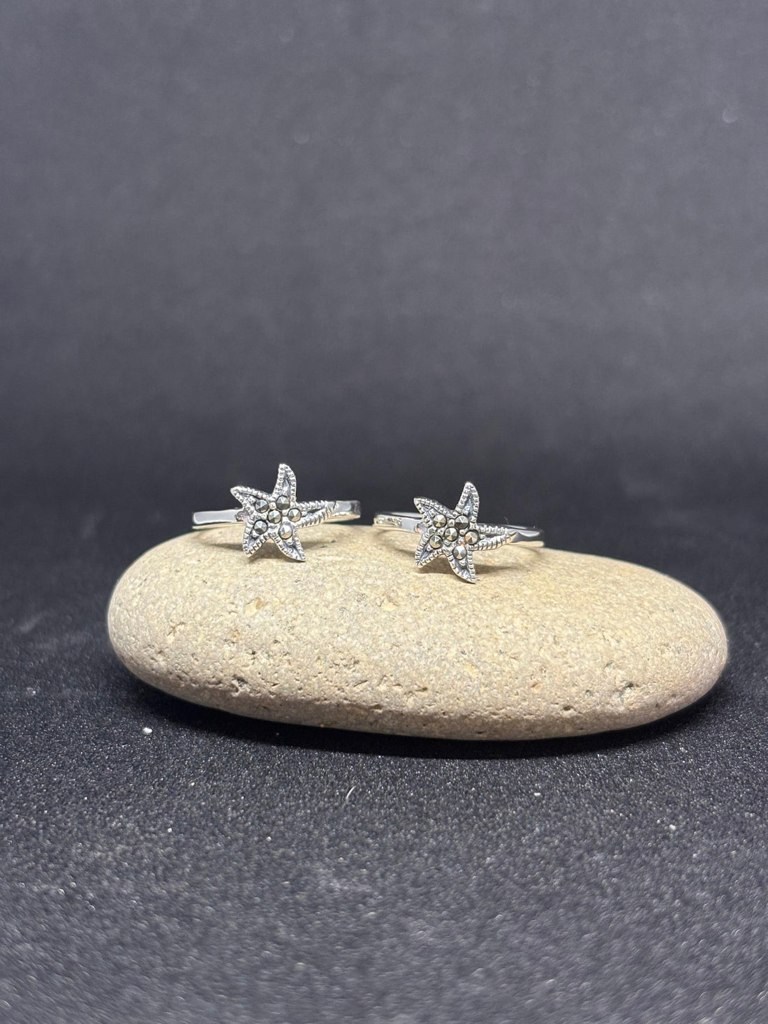 925 Silver Oxidized Star Toe Rings