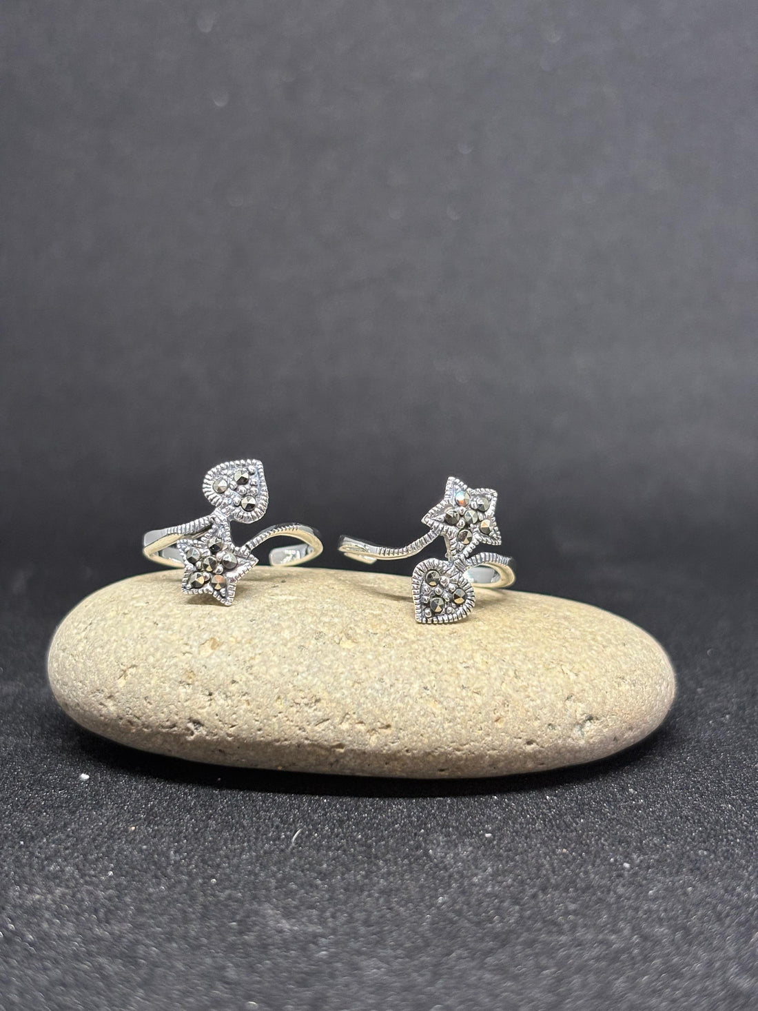925 Silver Oxidized Star Toe Rings