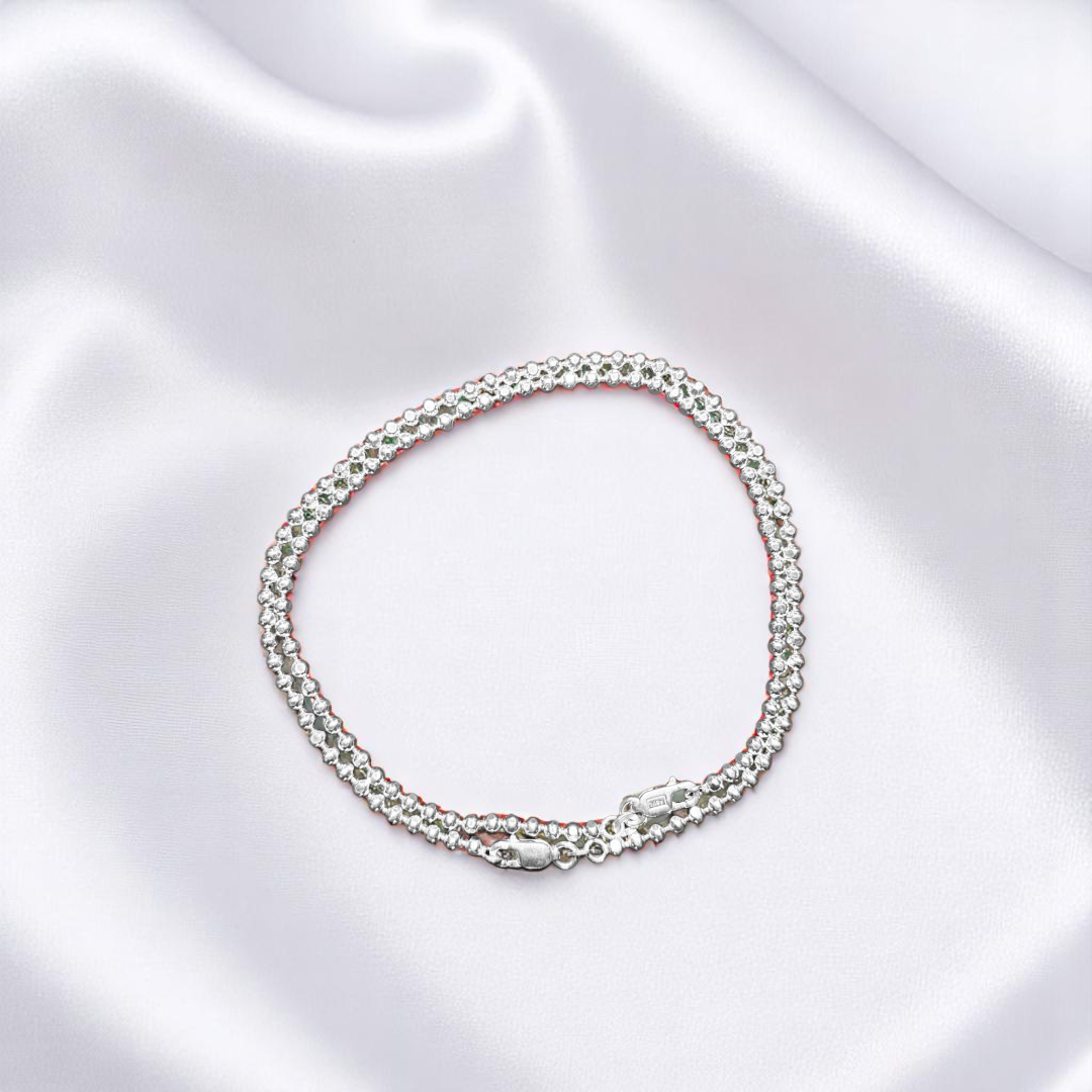 925 Silver Round Bead Anklet