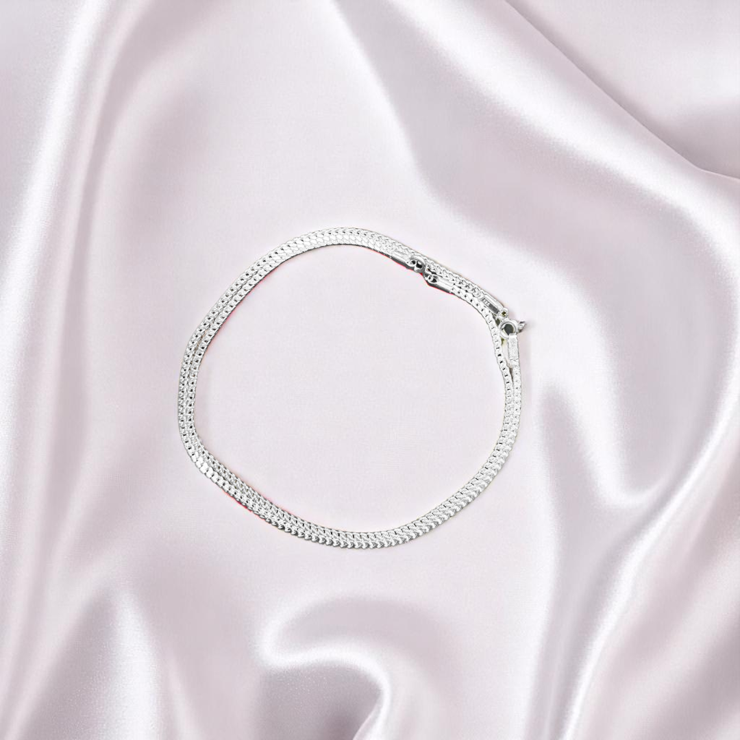 925 Silver Box Type Anklet