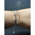 BlingbyAnvika 925 sterling silver flexi kada bracelet featuring a delicate geometric triangle chain design.