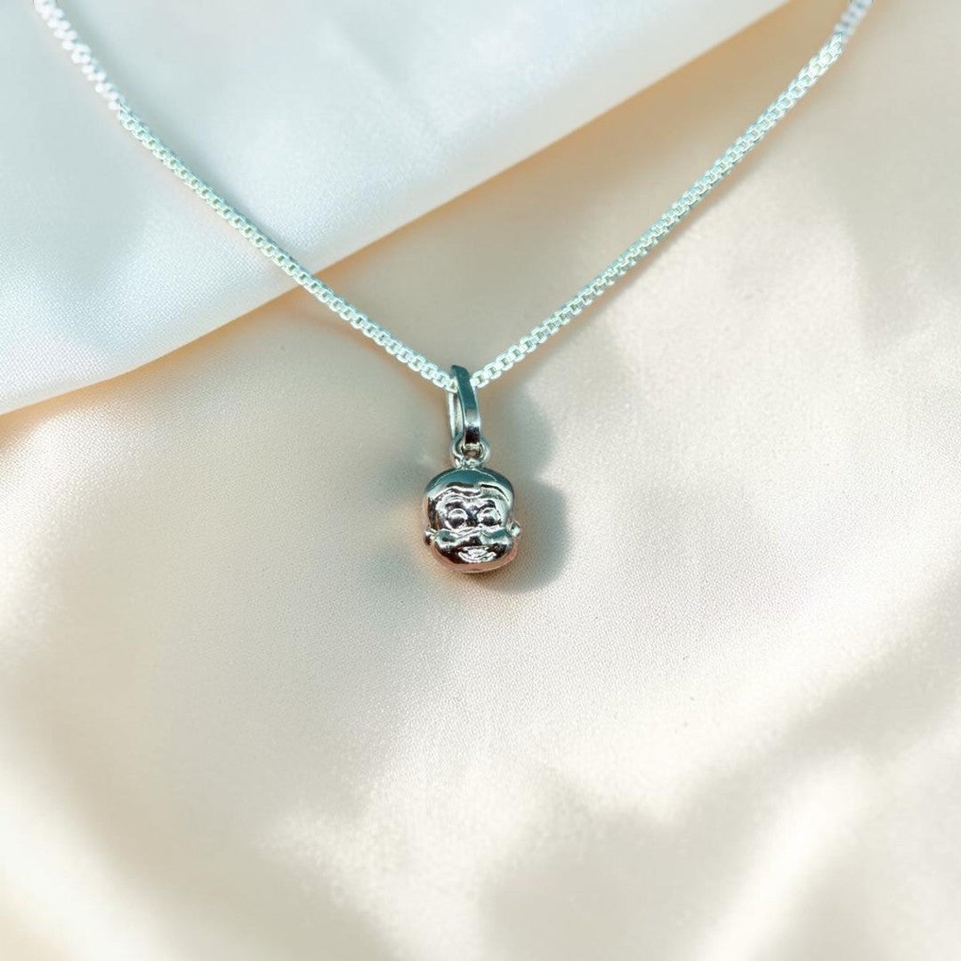 BlingbyAnvika 925 Sterling Silver Hanuman Pendant, detailed face, spiritual jewelry.