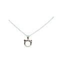 BlingbyAnvika 925 Sterling Silver cute kitty face pendant with bow and cubic zirconia accents on a delicate chain.