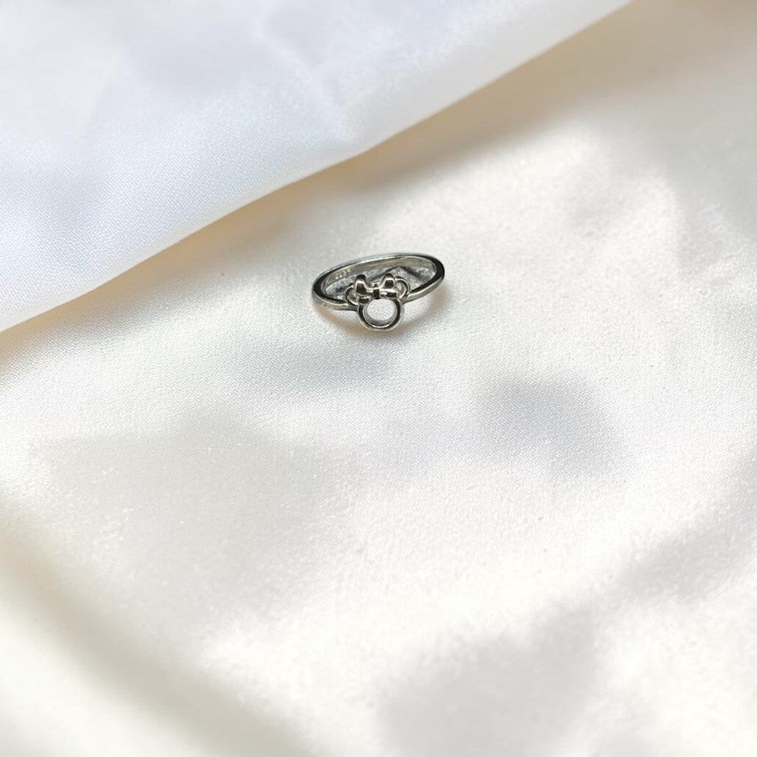 BlingbyAnvika 925 silver ring with Mickey Mouse ears cutout design for women. Minimalist, playful.