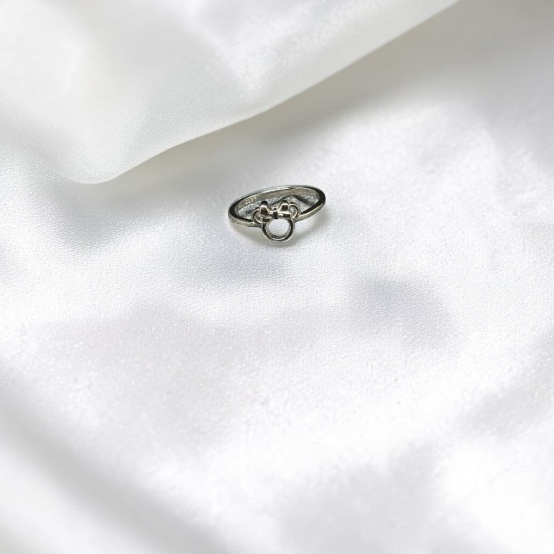 BlingbyAnvika 925 silver ring with Mickey Mouse ears cutout design for women. Minimalist, playful.
