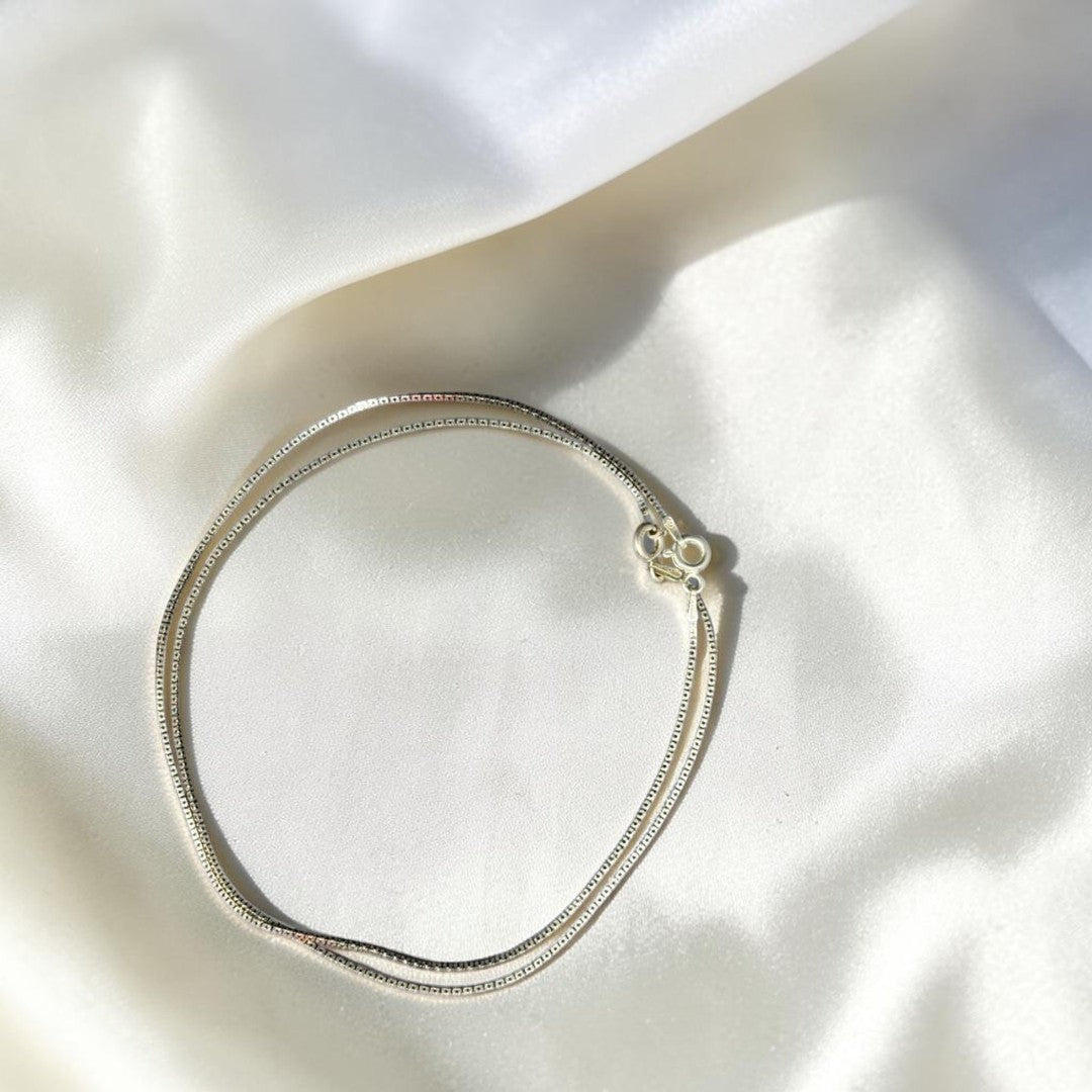 BlingbyAnvika 925 Sterling Silver Delicate Snake Chain Anklet with a secure clasp, perfect for everyday wear.