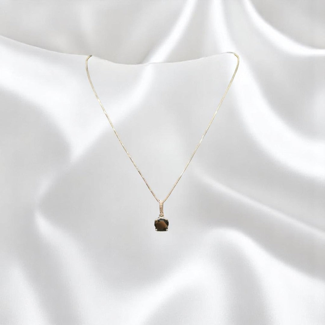 BlingbyAnvika 925 sterling silver necklace with a square-cut black stone pendant and small accent stones.