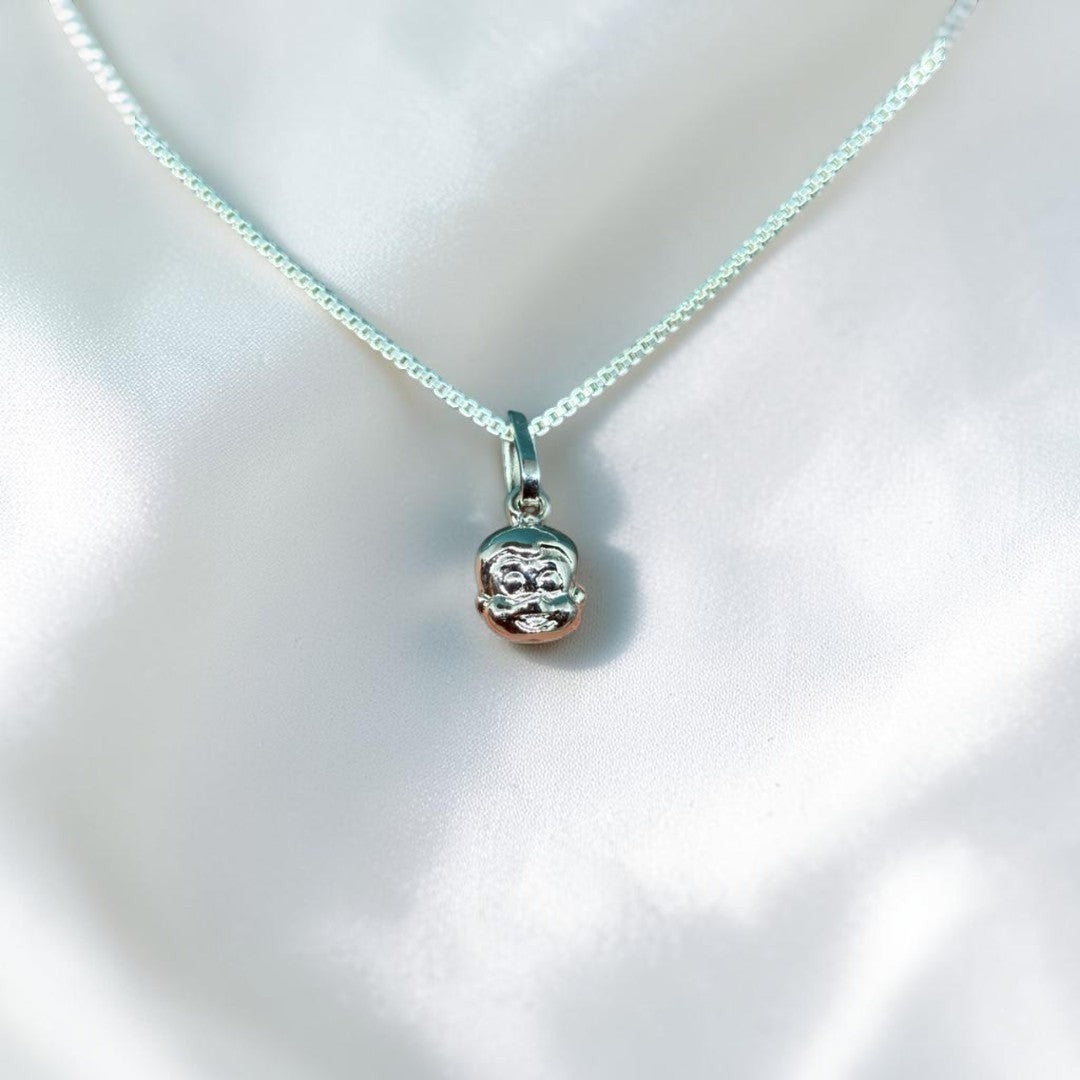 BlingbyAnvika 925 Sterling Silver Hanuman Pendant, detailed face, spiritual jewelry.