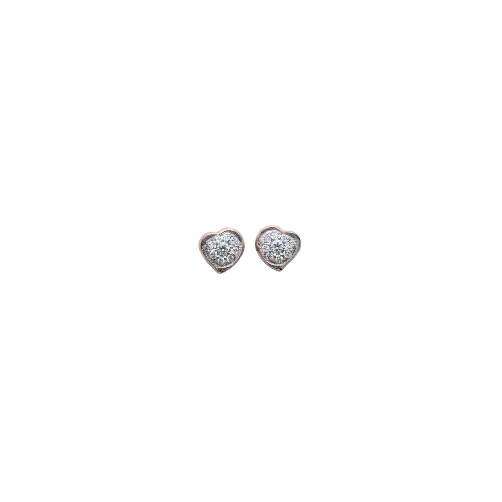 BlingbyAnvika heart-shaped sterling silver stud earrings featuring sparkling AAA-grade zircon stones.