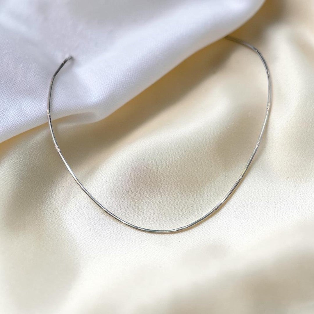 BlingbyAnvika 925 Sterling Silver delicate snake chain necklace with rose gold plating.