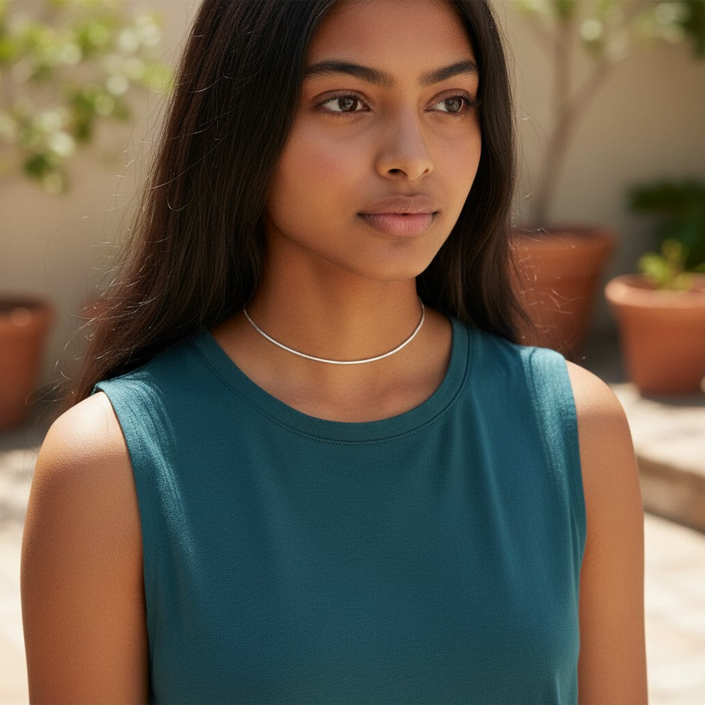 BlingbyAnvika 925 Sterling Silver Rose Gold Snake Chain Necklace, delicate shimmering finish, minimalist design for layering or solo wear.