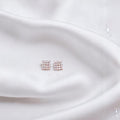 BlingbyAnvika rose gold plated sterling silver square stud earrings with clear zircon stones.