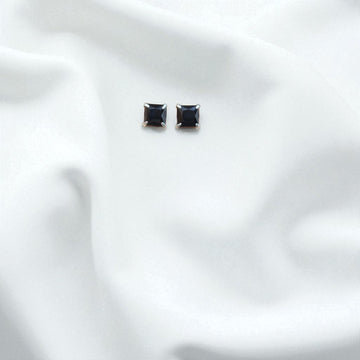 BlingbyAnvika 925 sterling silver square stud earrings with black stones, perfect for everyday elegance.