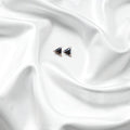 BlingbyAnvika 925 sterling silver triangle studs with black stones, elegant and timeless.