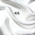 BlingbyAnvika 925 sterling silver triangle studs with black stones. Hypoallergenic and elegant.