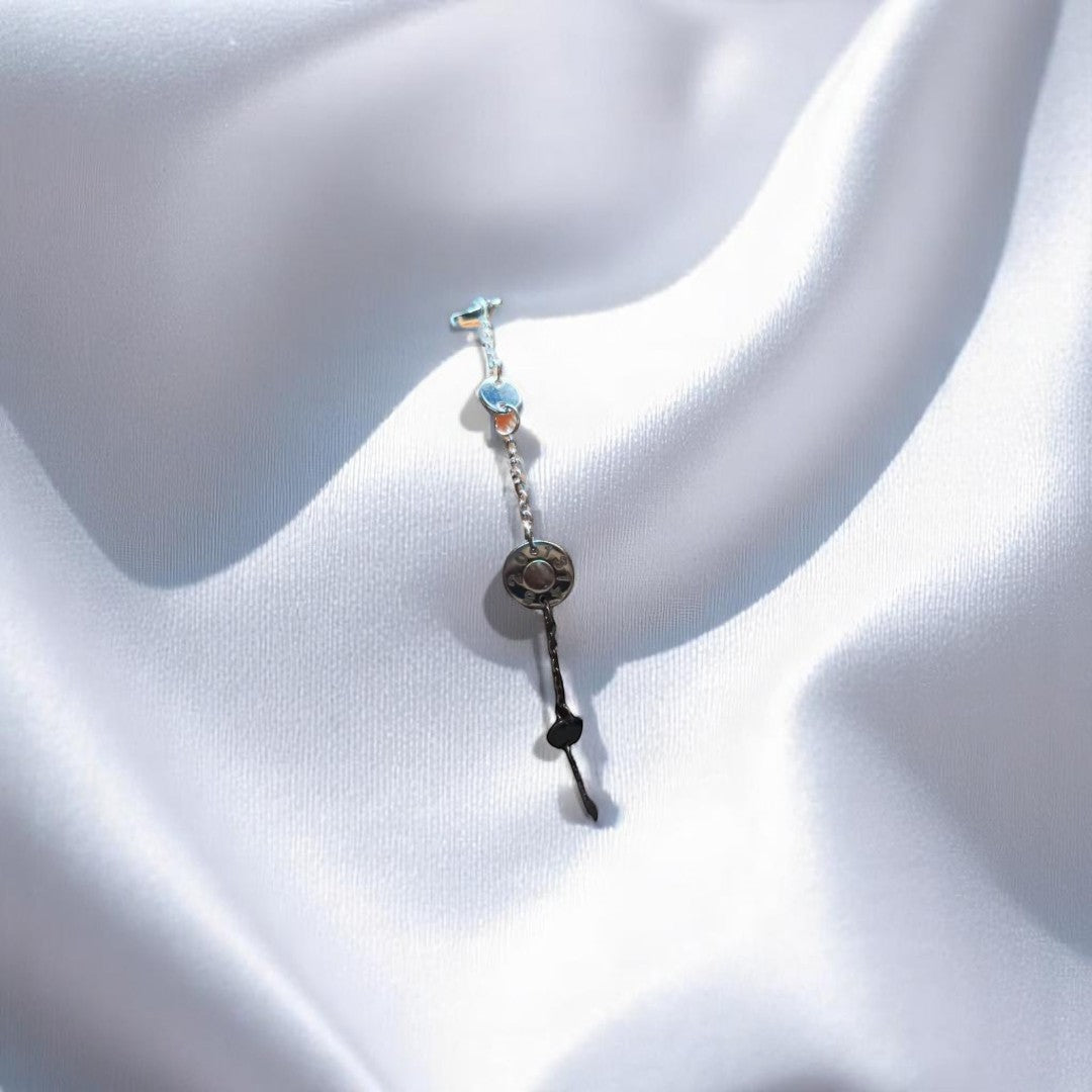 BlingbyAnvika 925 Sterling Silver bracelet with colorful beads and charms, delicate chain, elegant design.