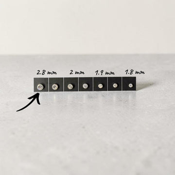 BlingbyAnvika 925 Sterling Silver stud nosepins with clear cubic zirconia stones in various sizes.